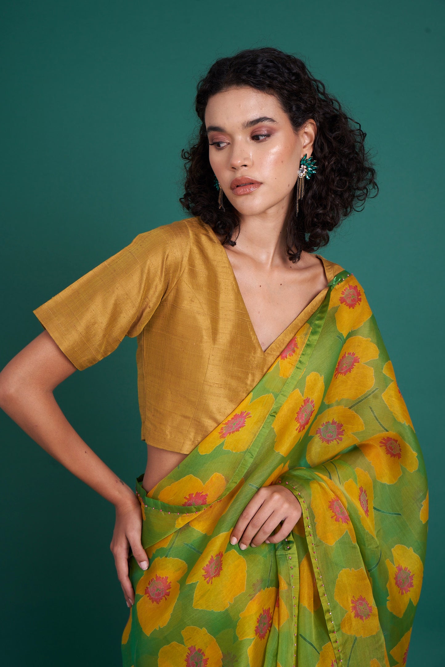 UME Green Saree  (Set of 2)