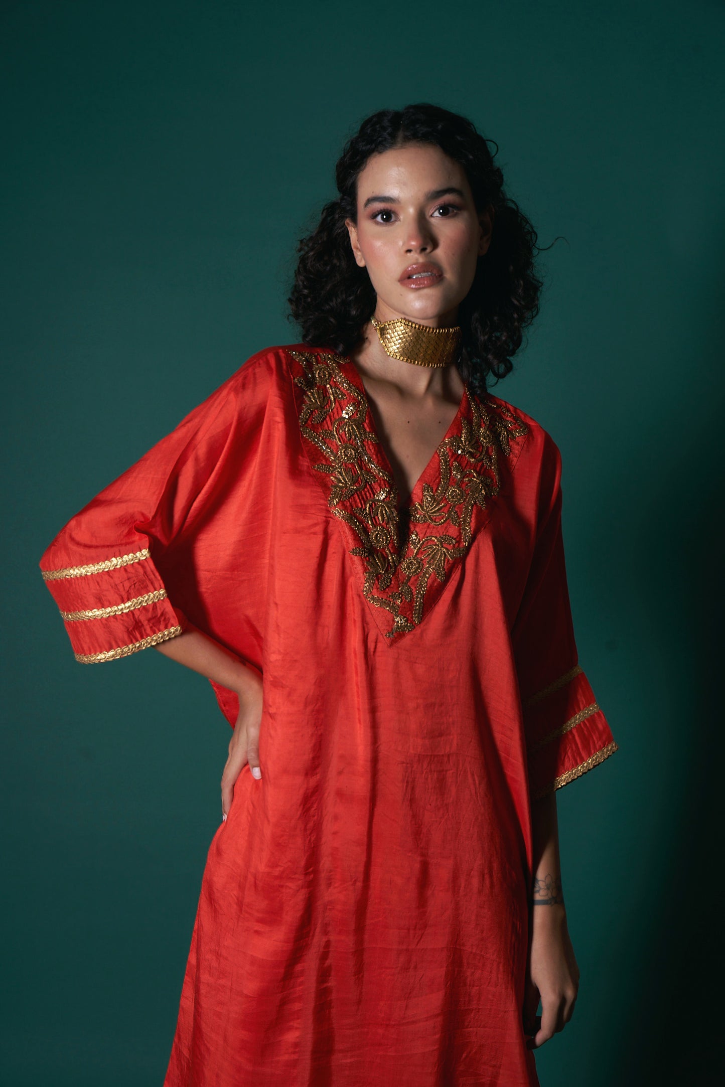 Hana Orange Kurta  (Set of 2)