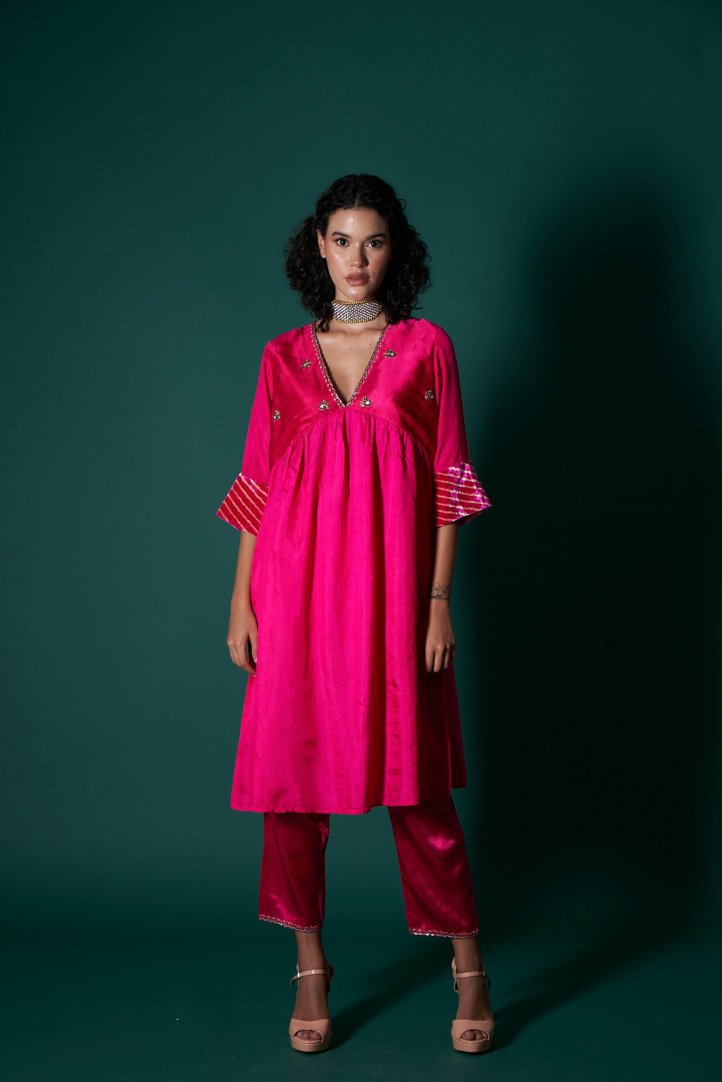 Jess Pink Kurta  (Set of 2)