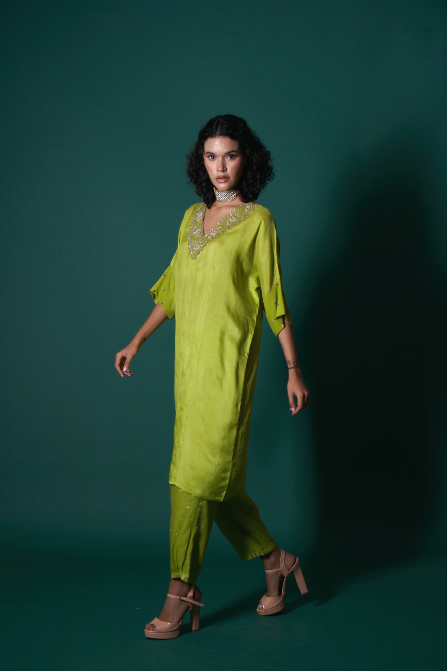 Riaa Green Kurta  (Set of 2)