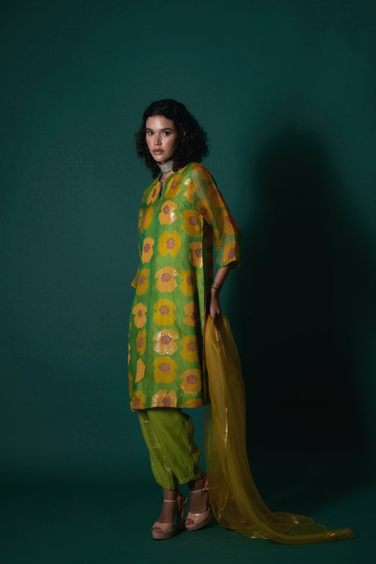 Tarina Green Kurta  (Set of 3)