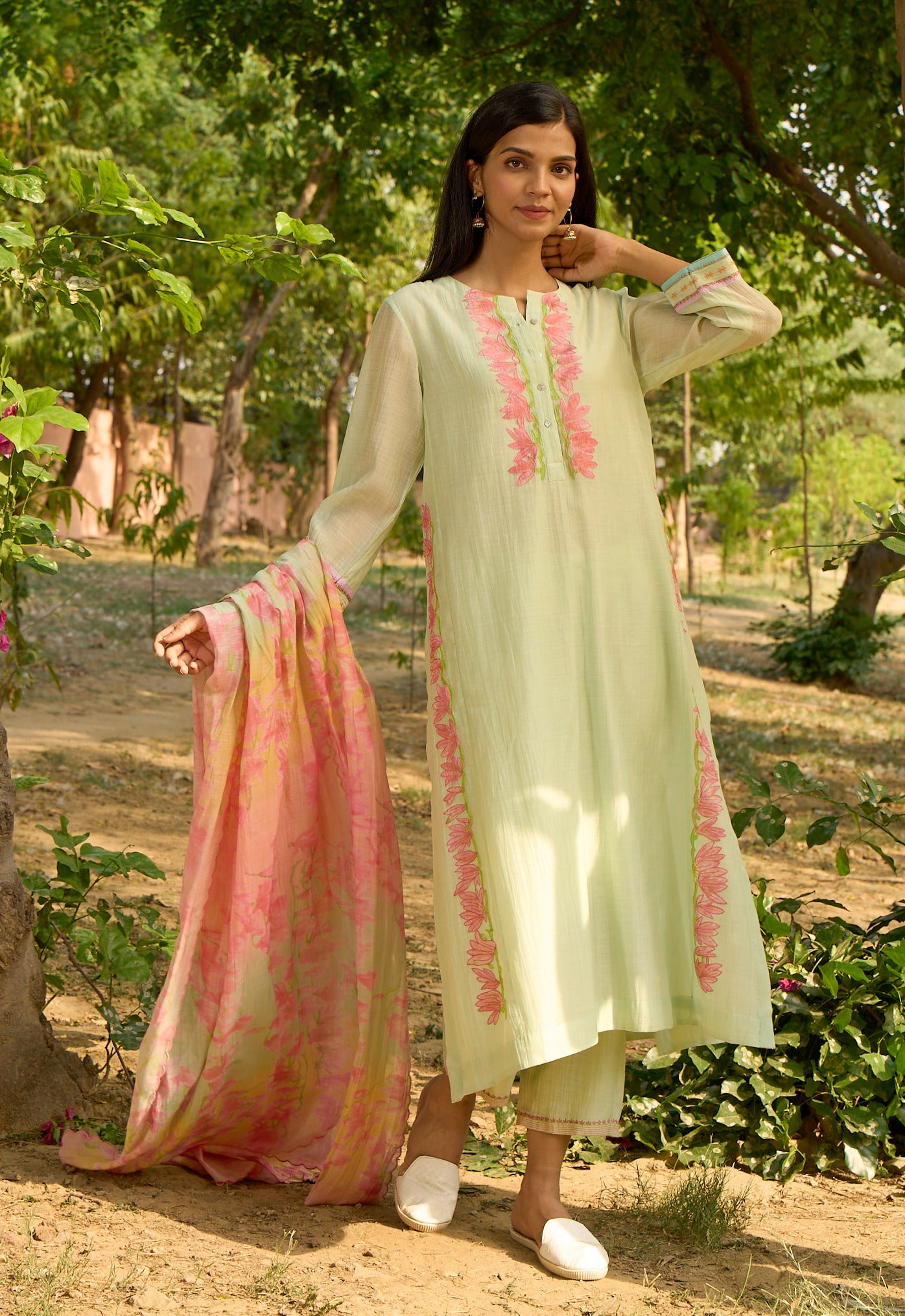 Bulbul Light  Green Kurta  (Set of 3)RDS25