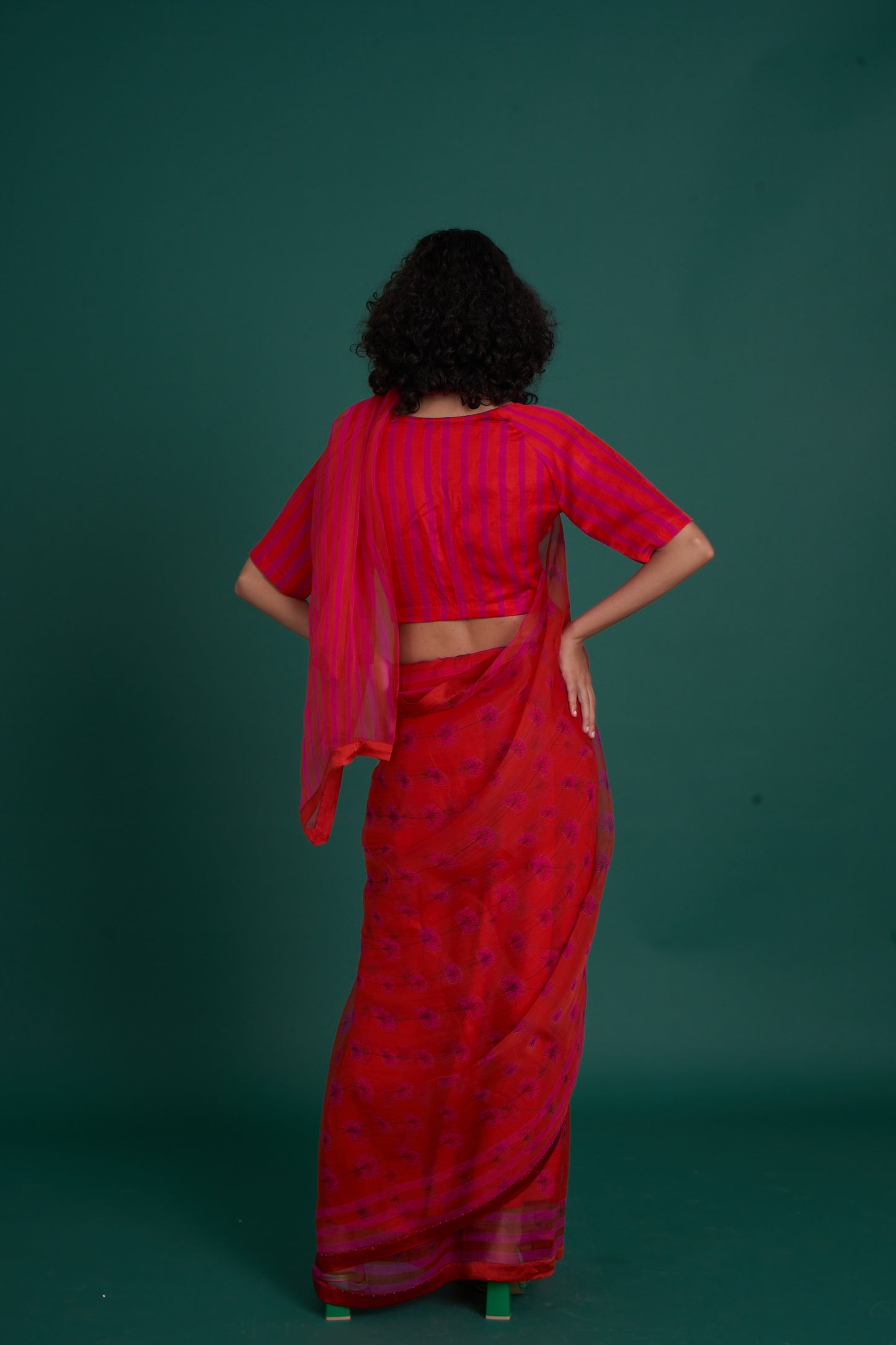 Bela Red Saree  (Set of 2)