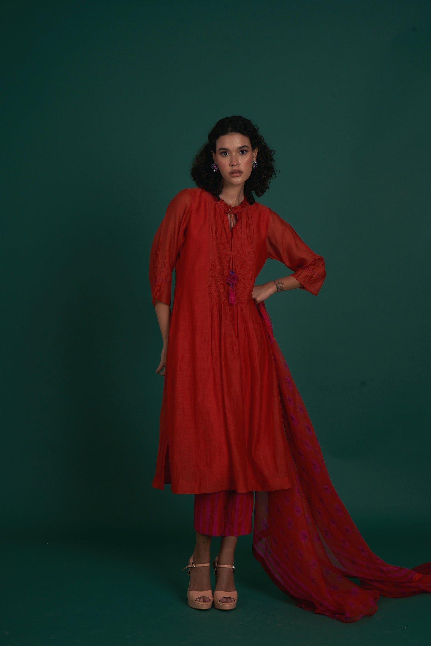 Orina Red Kurta  (Set of 2)