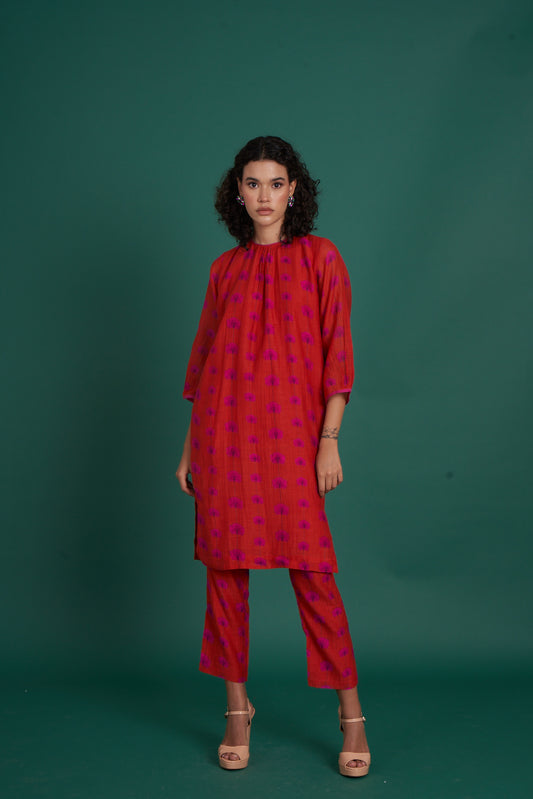 Juana Red pink Kurta  (Set of 2)