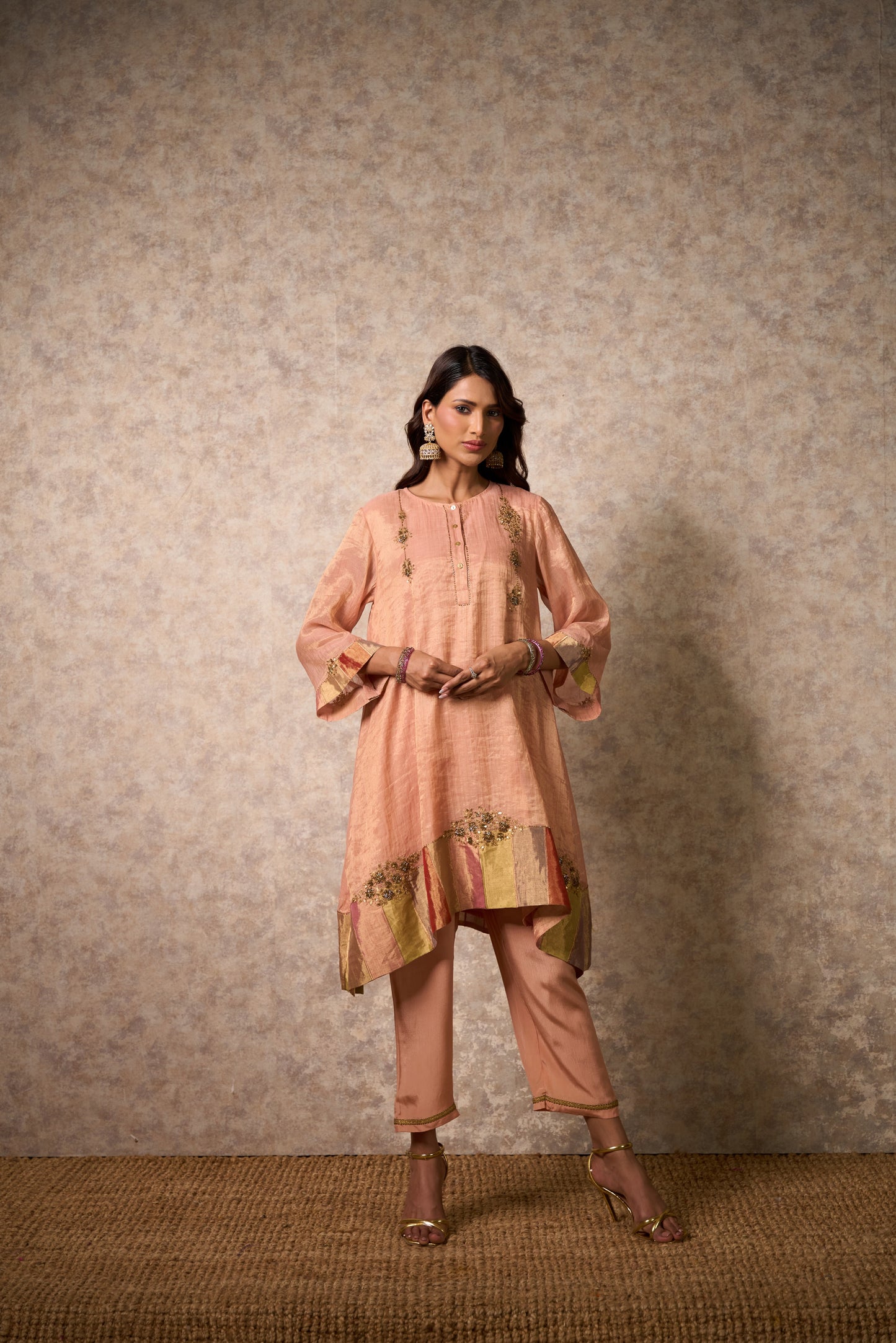 Zing Peach Kurta  (Set of 2)