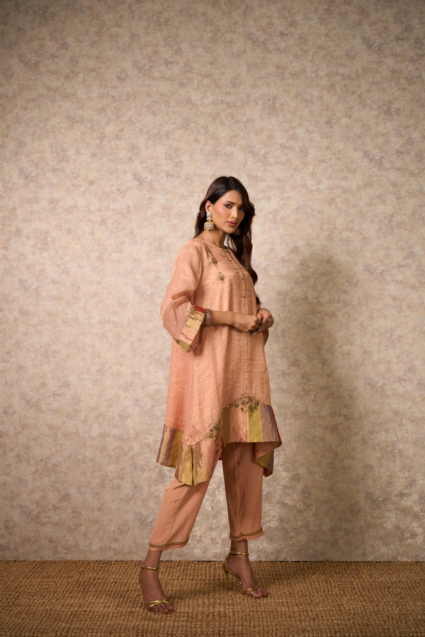 Zing Peach Kurta  (Set of 2)