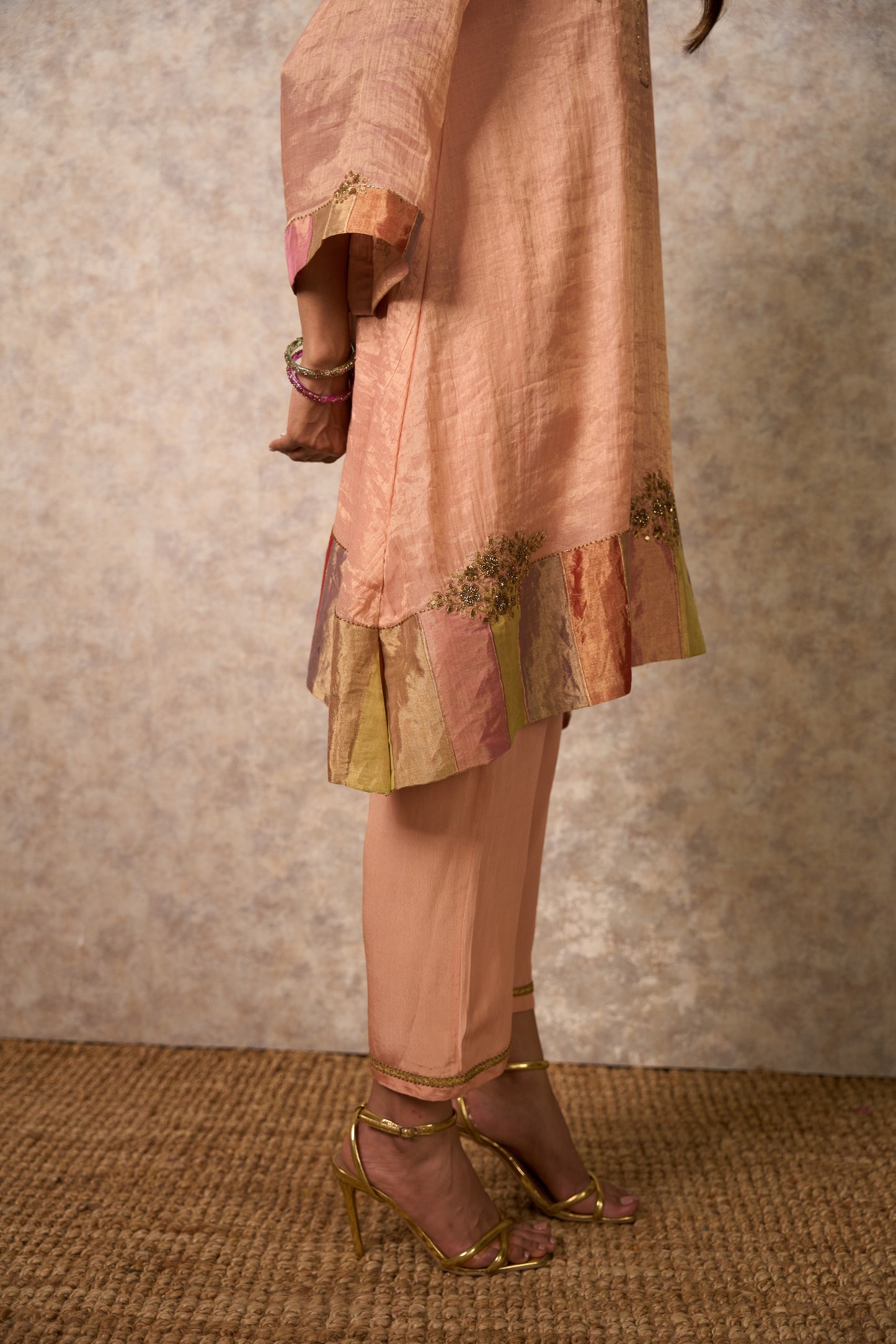 Zing Peach Kurta  (Set of 2)