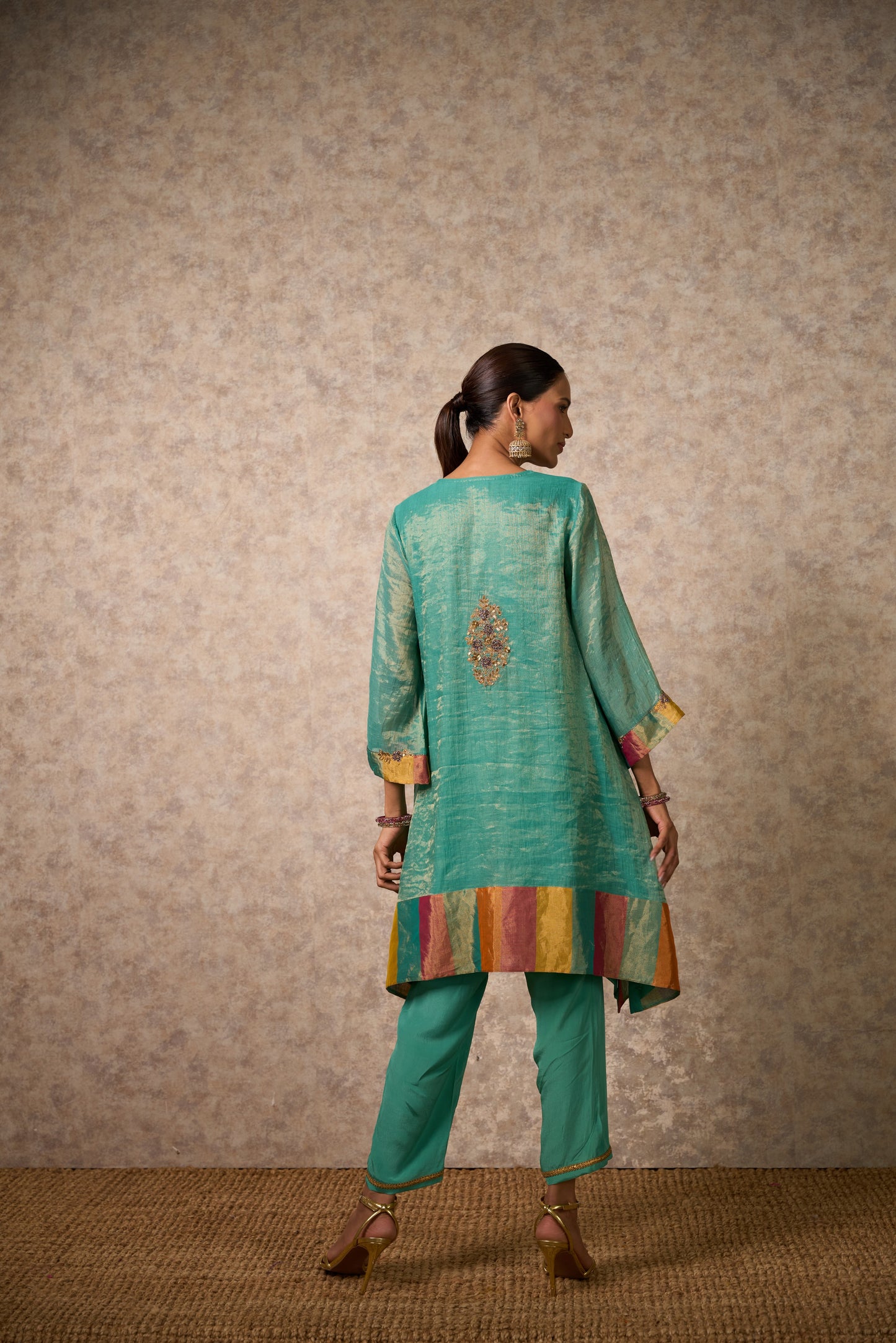 Zing Sea Green Kurta  (Set of 2)