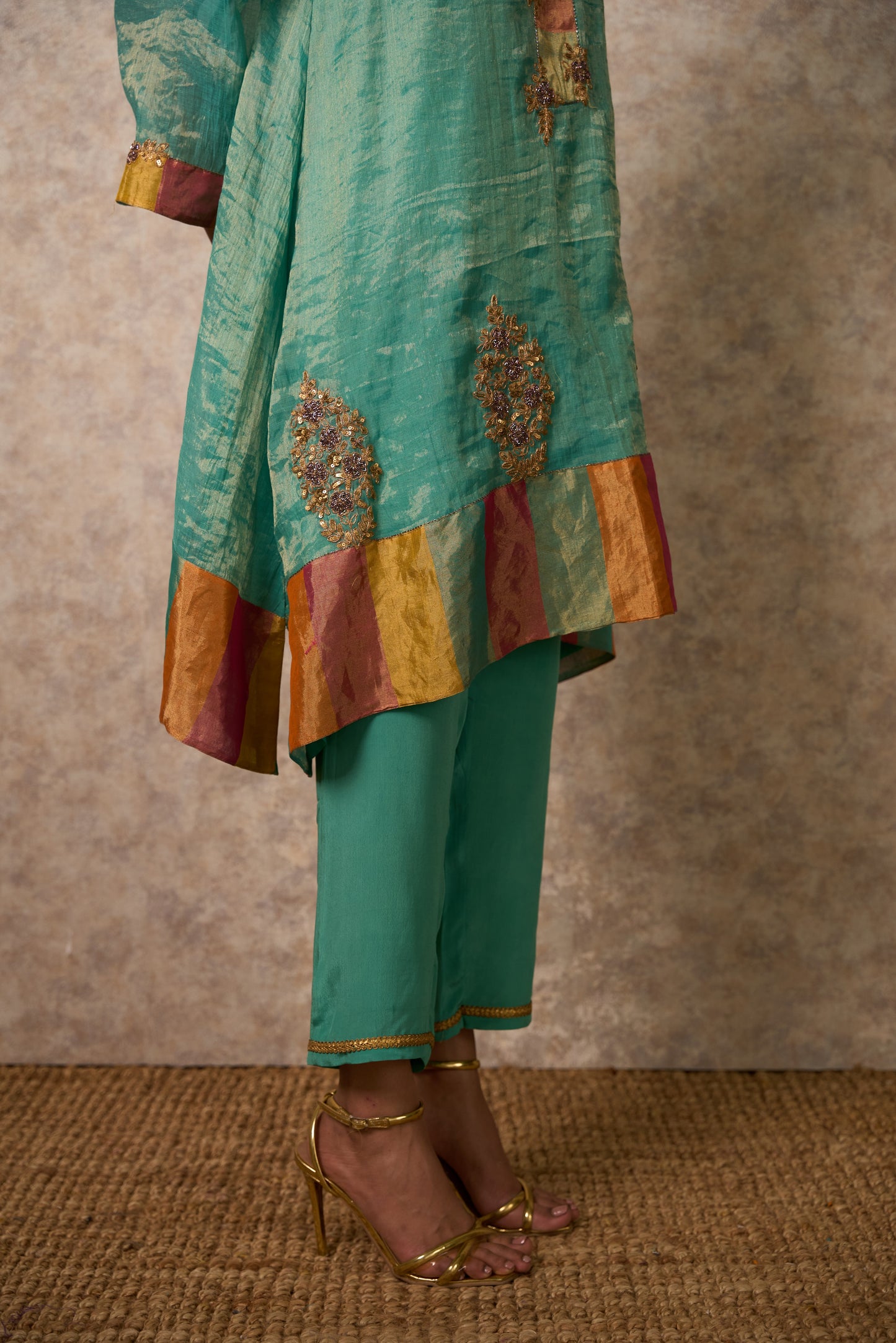 Zing Sea Green Kurta  (Set of 2)