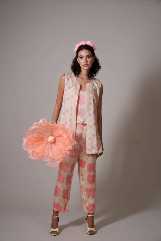 KIGIKU Peach-Sepia Co-ord Set (Set of 3)