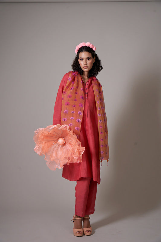 Hasu Coral Co-ord (Set of 3)