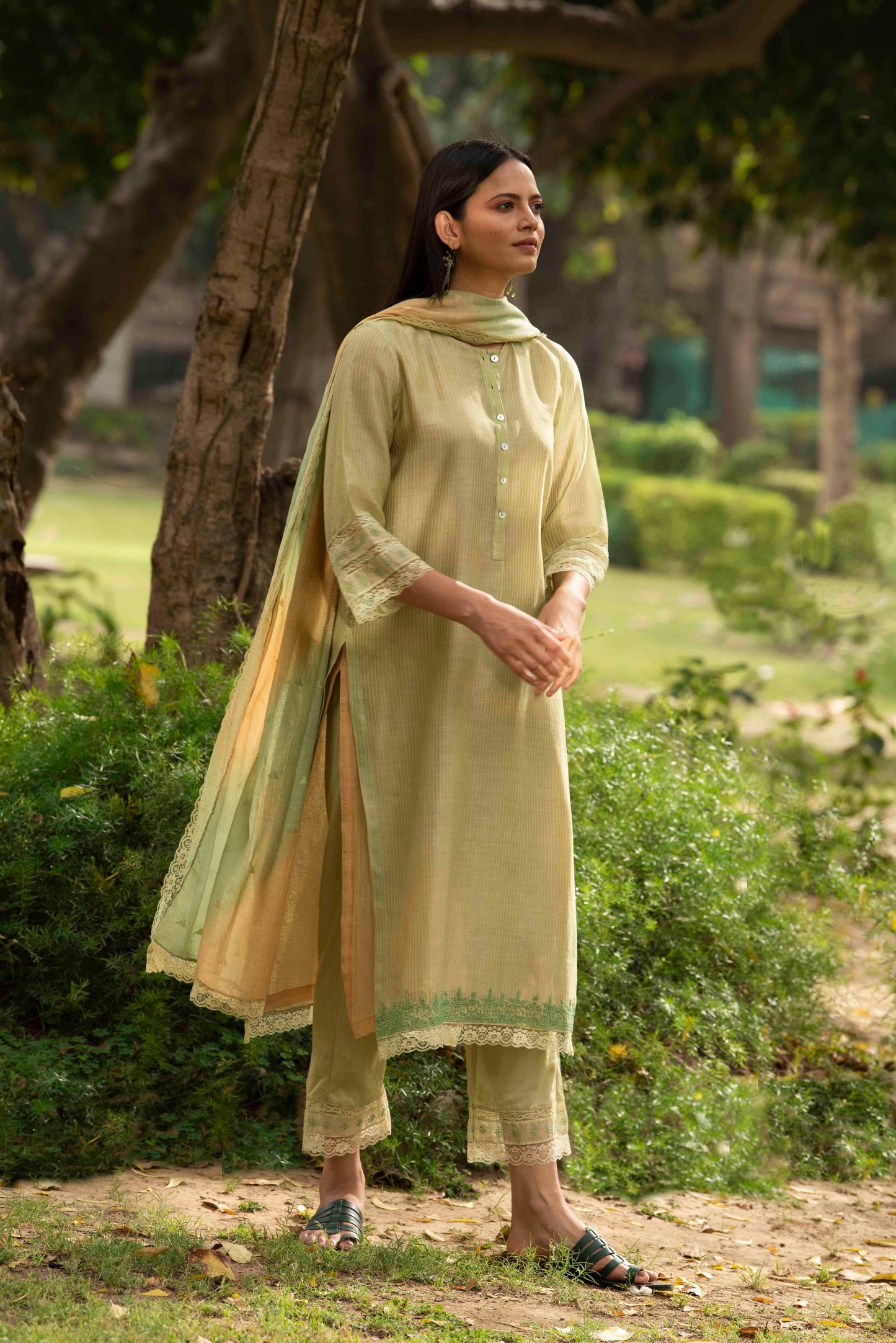 Kumud Light Green Kurta (Set of 3)