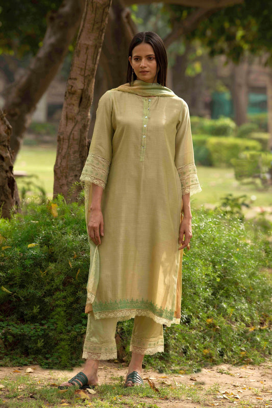 Kumud Light Green Kurta (Set of 3)