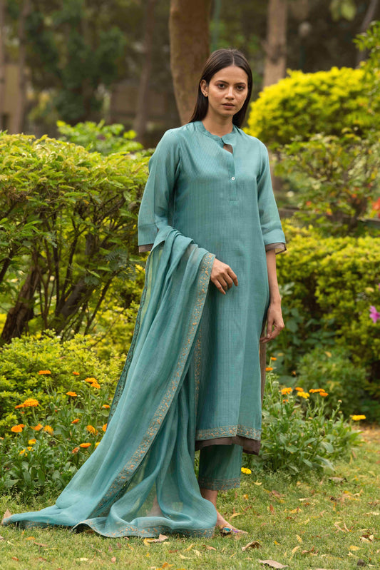 Firoza Teal Kurta (Set of 3)