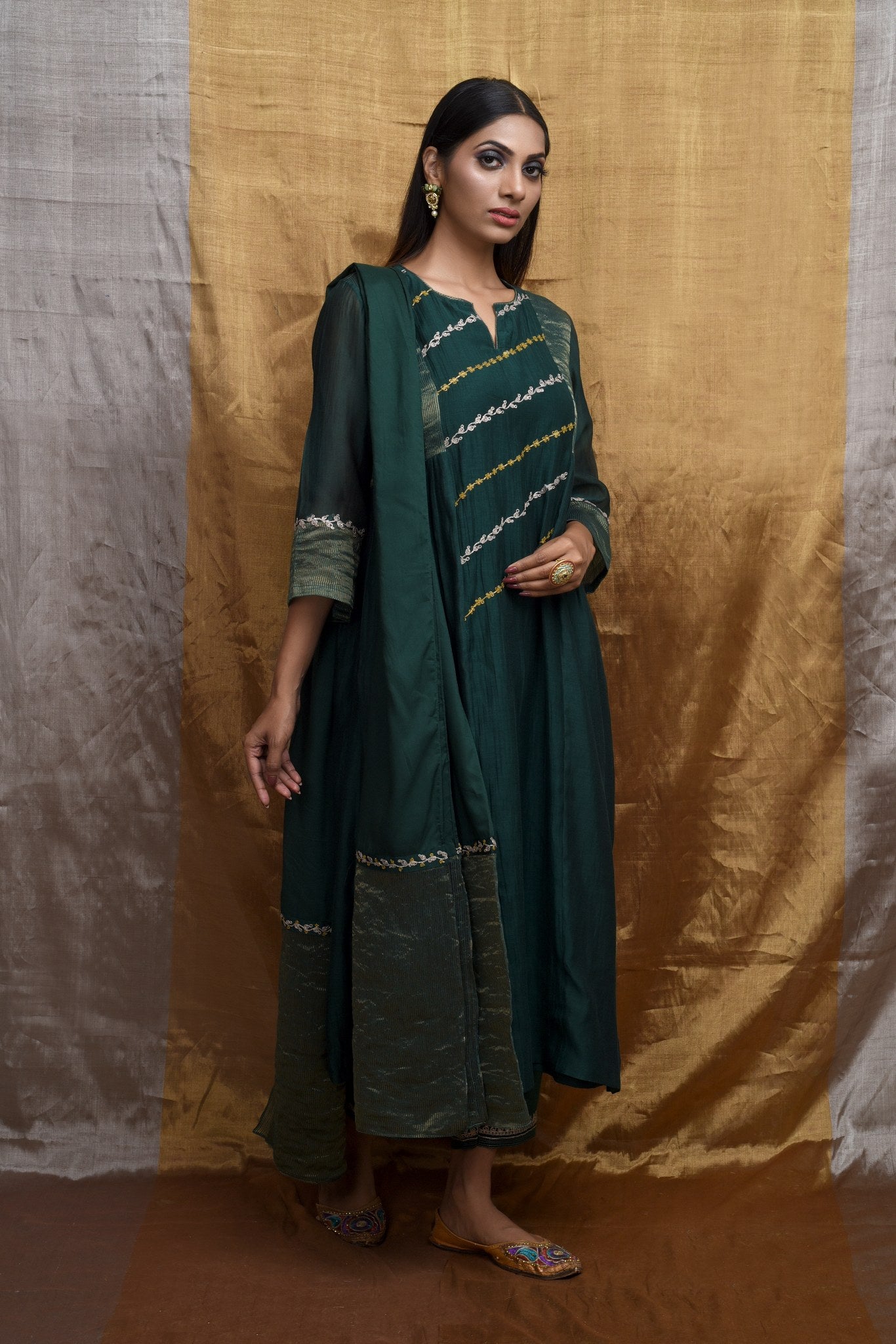 Charm Dark Green Kurta (Set of 3)