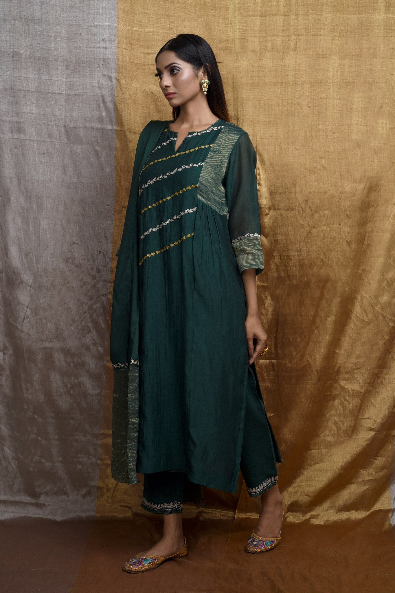 Charm Dark Green Kurta (Set of 3)