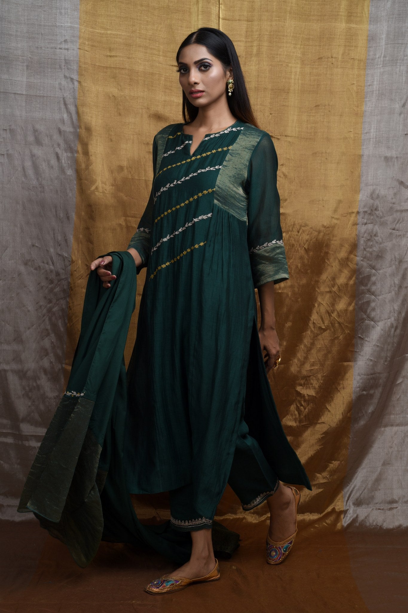 Charm Dark Green Kurta (Set of 3)