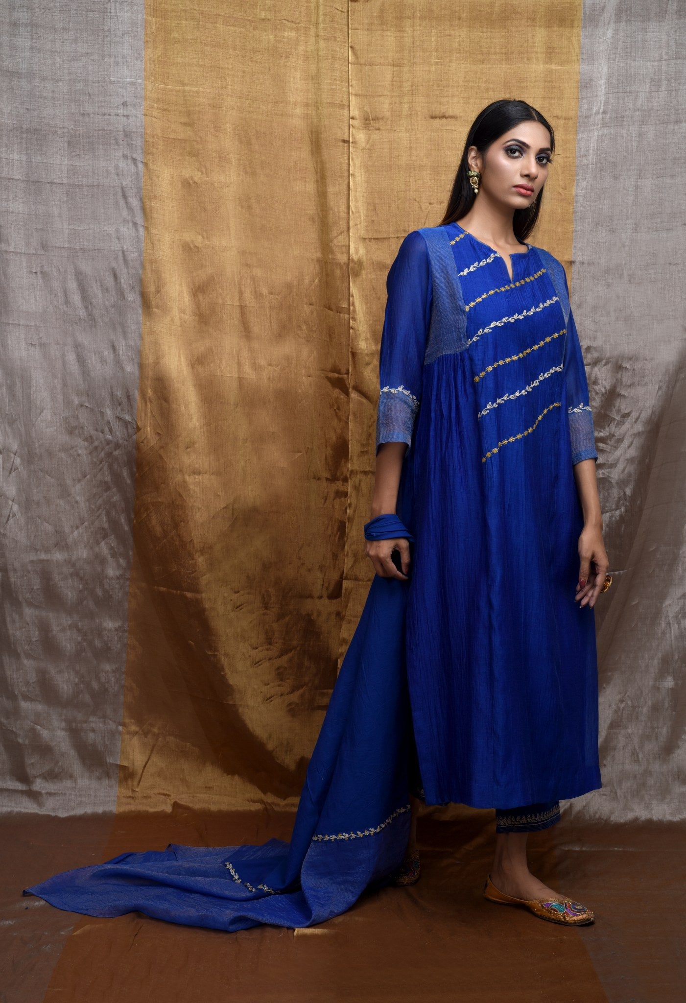 Cham Royal Blue Kurta (Set of 3)