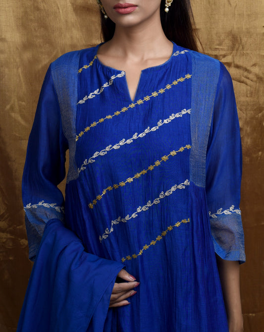 Cham Royal Blue Kurta (Set of 3)