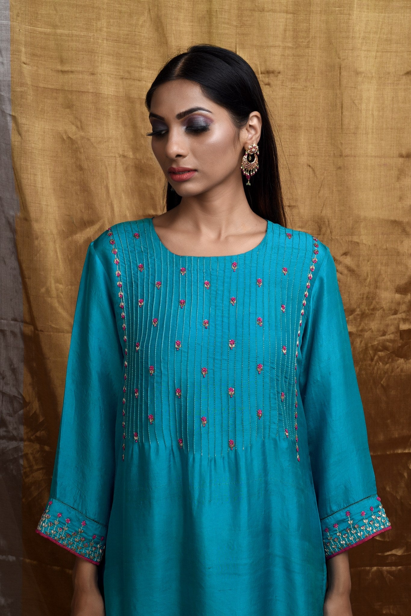 Elegance Turqoise Kurta (Set of 3)