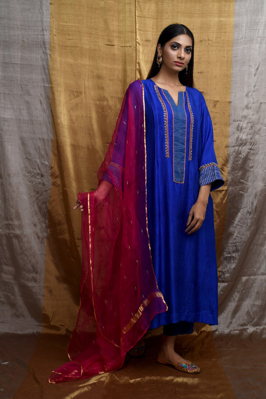 Allure Royal Blue Kurta (Set of 3)