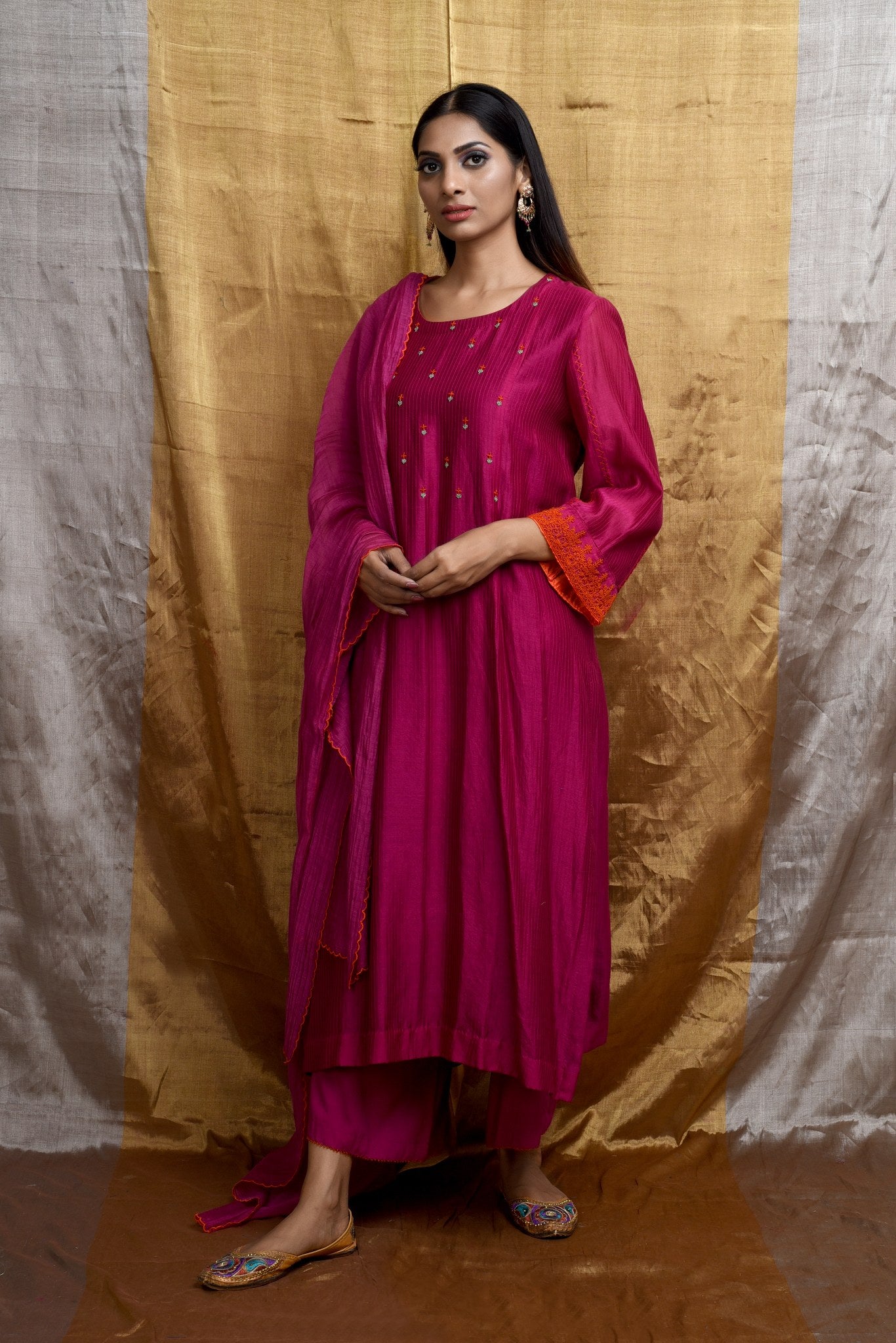 Eleanor Wine Kurta (Set of 3)