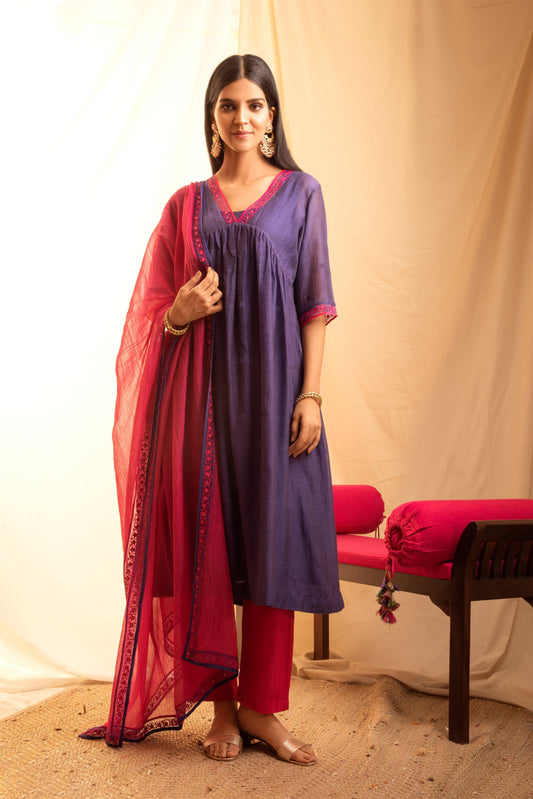 Chaavi Purple Kurta (Set of 3)