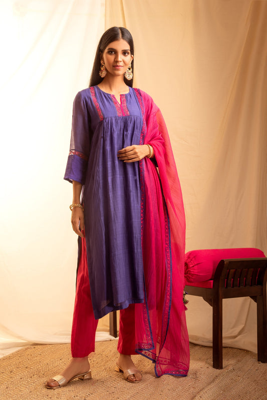 Chandni Purple Kurta (Set of 3)