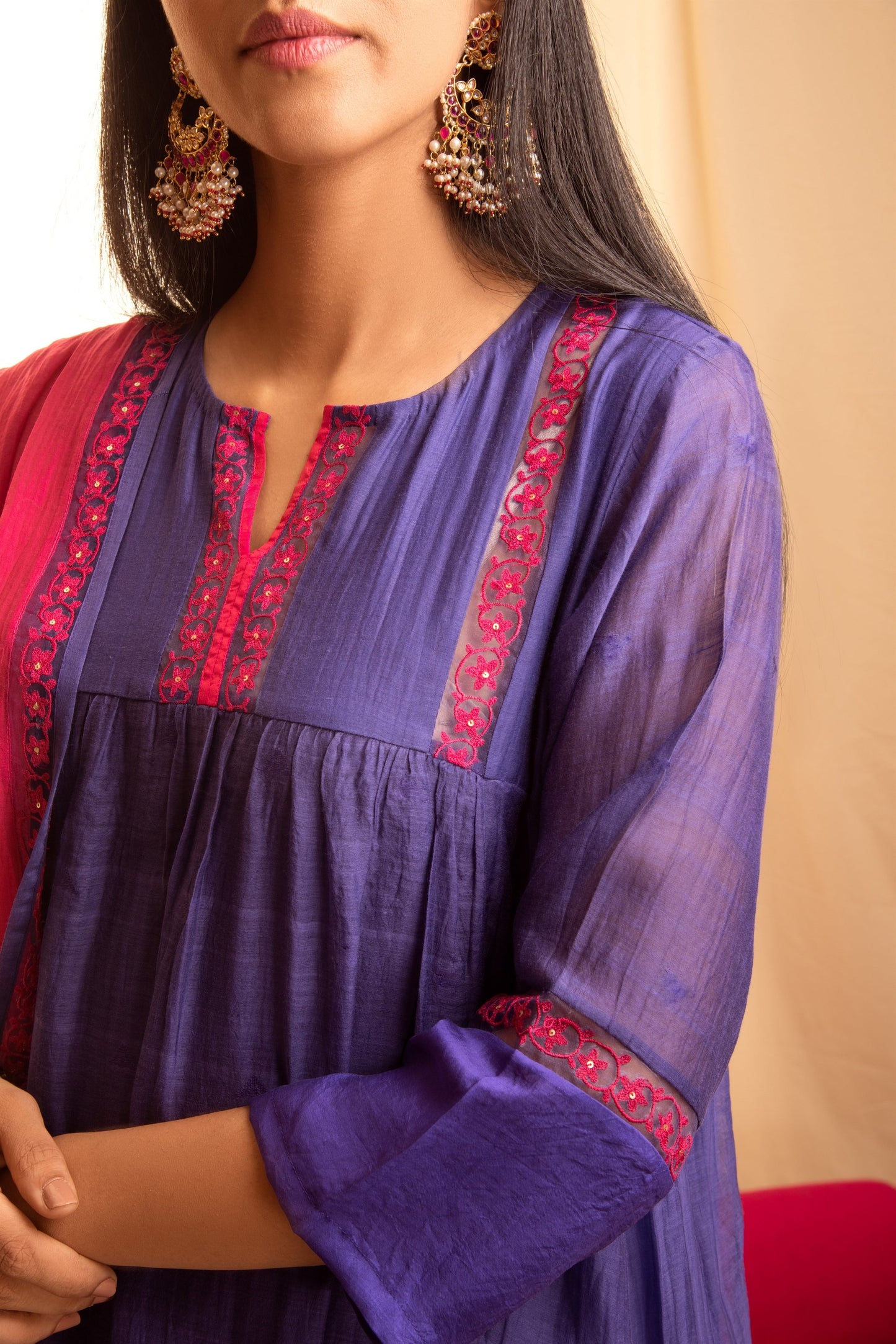 Chandni Purple Kurta (Set of 3)