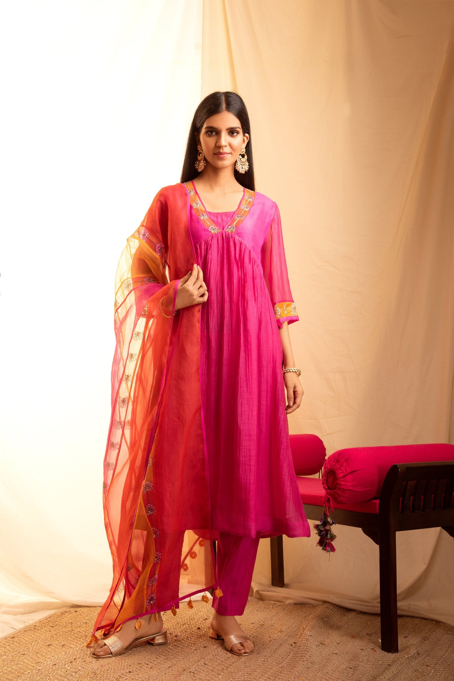 Deepti Pink Kurta (Set of 3)