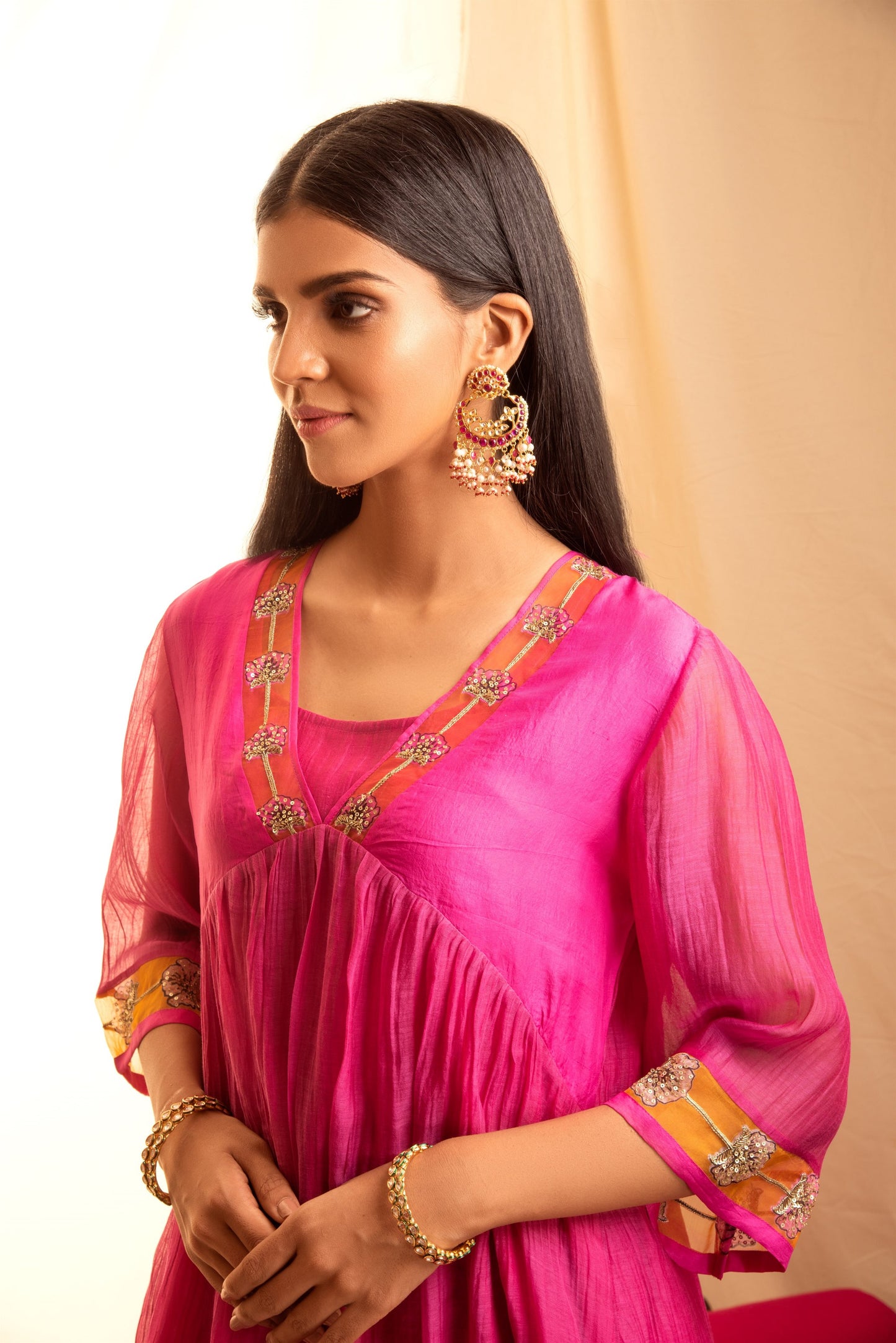 Deepti Pink Kurta (Set of 3)