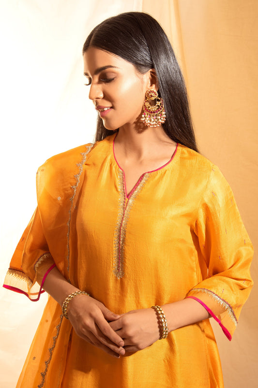 Jyoti Orange Kurta (Set of 3)