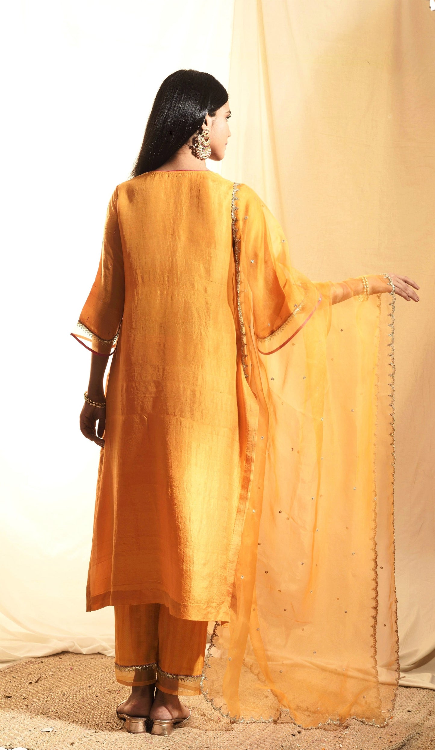 Jyoti Orange Kurta (Set of 3)