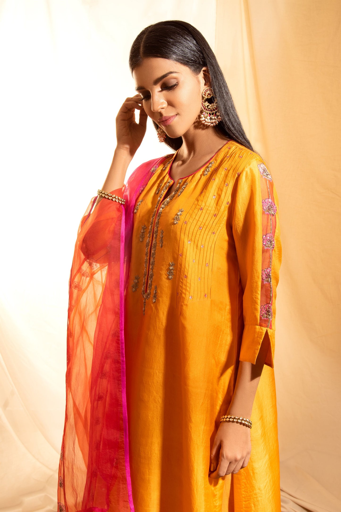 Roshni Orange Kurta (Set of 3)