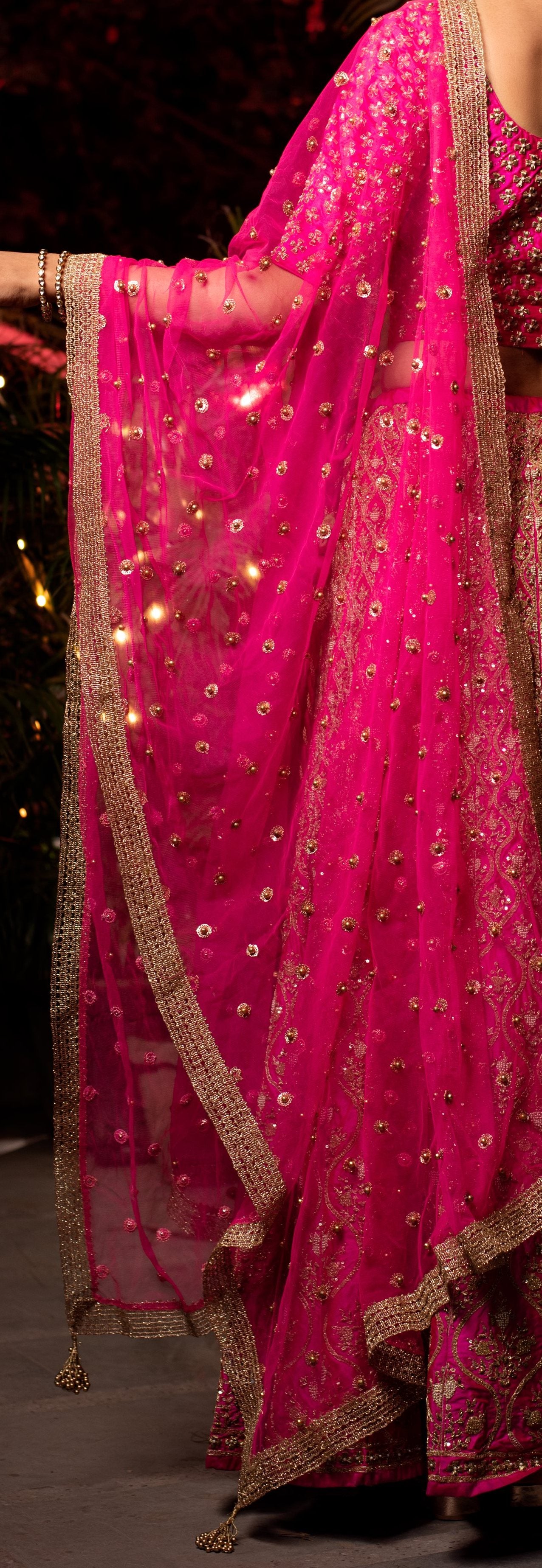 Shubh Pink Lehenga with Embroidered Net dupatta