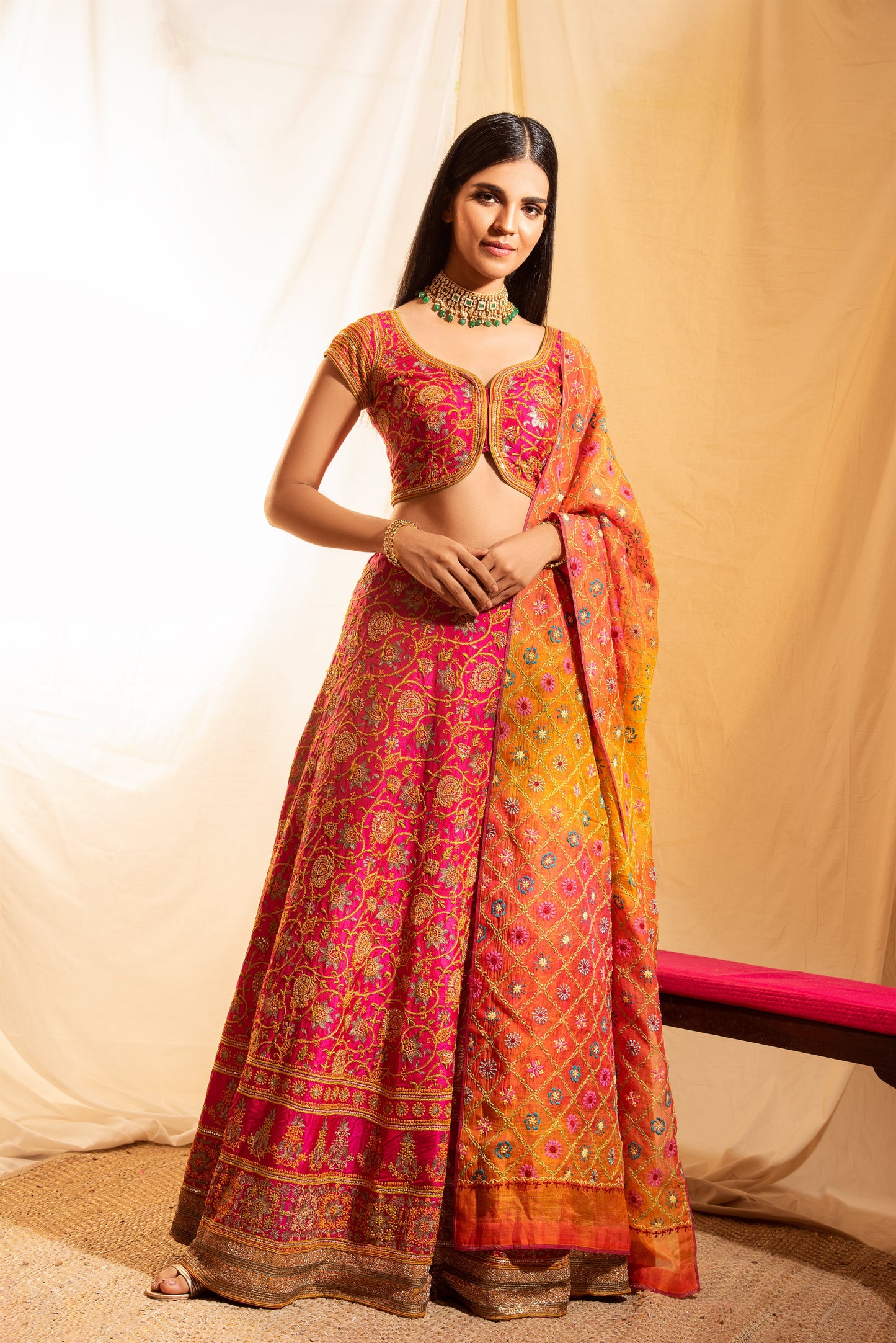 Shubh Chikankari Pink Lehenga with Dupatta