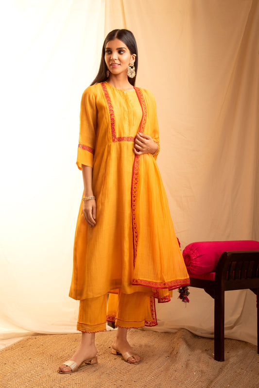 Urmi Orange Kurta (Set of 3)