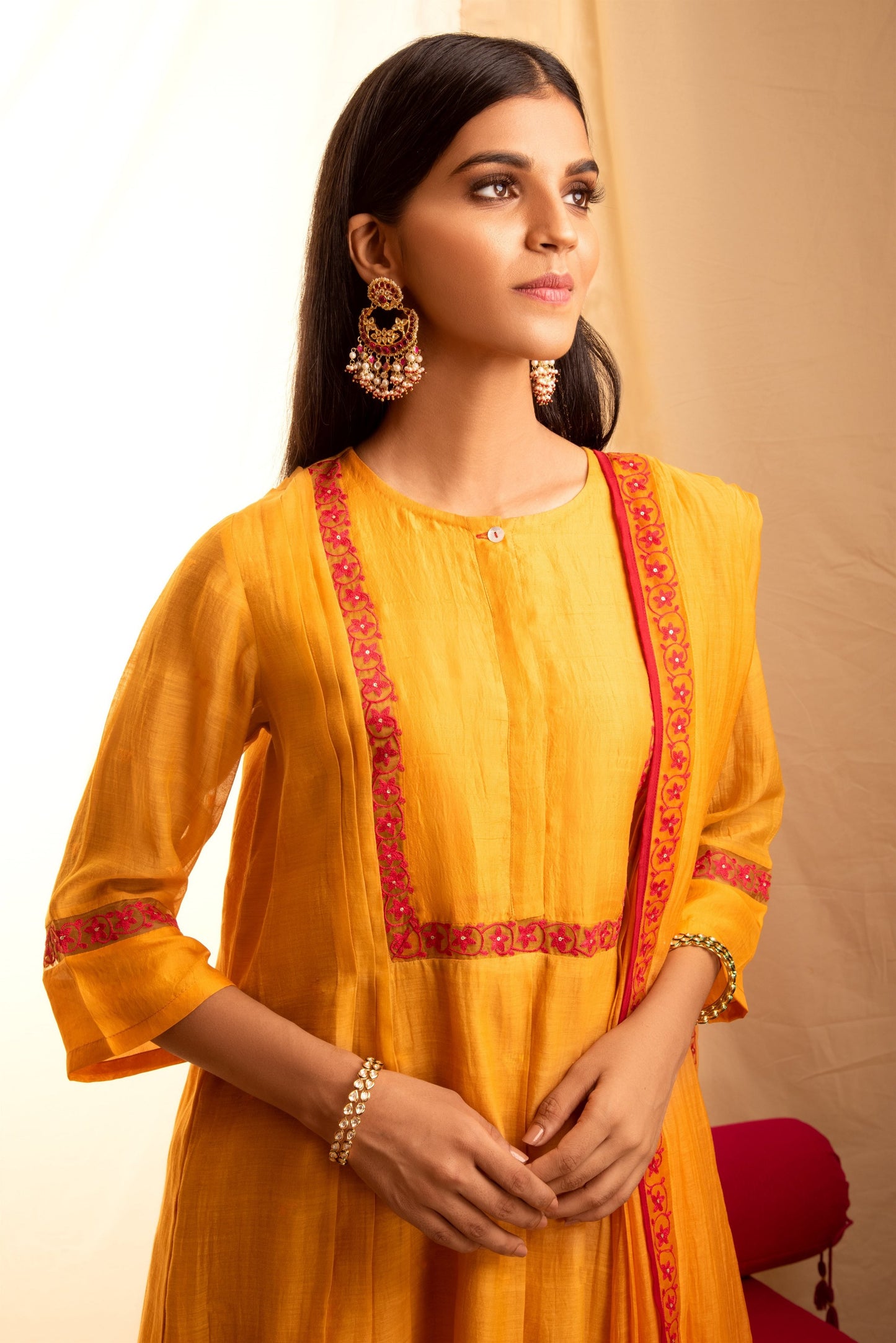 Urmi Orange Kurta & Pants Set