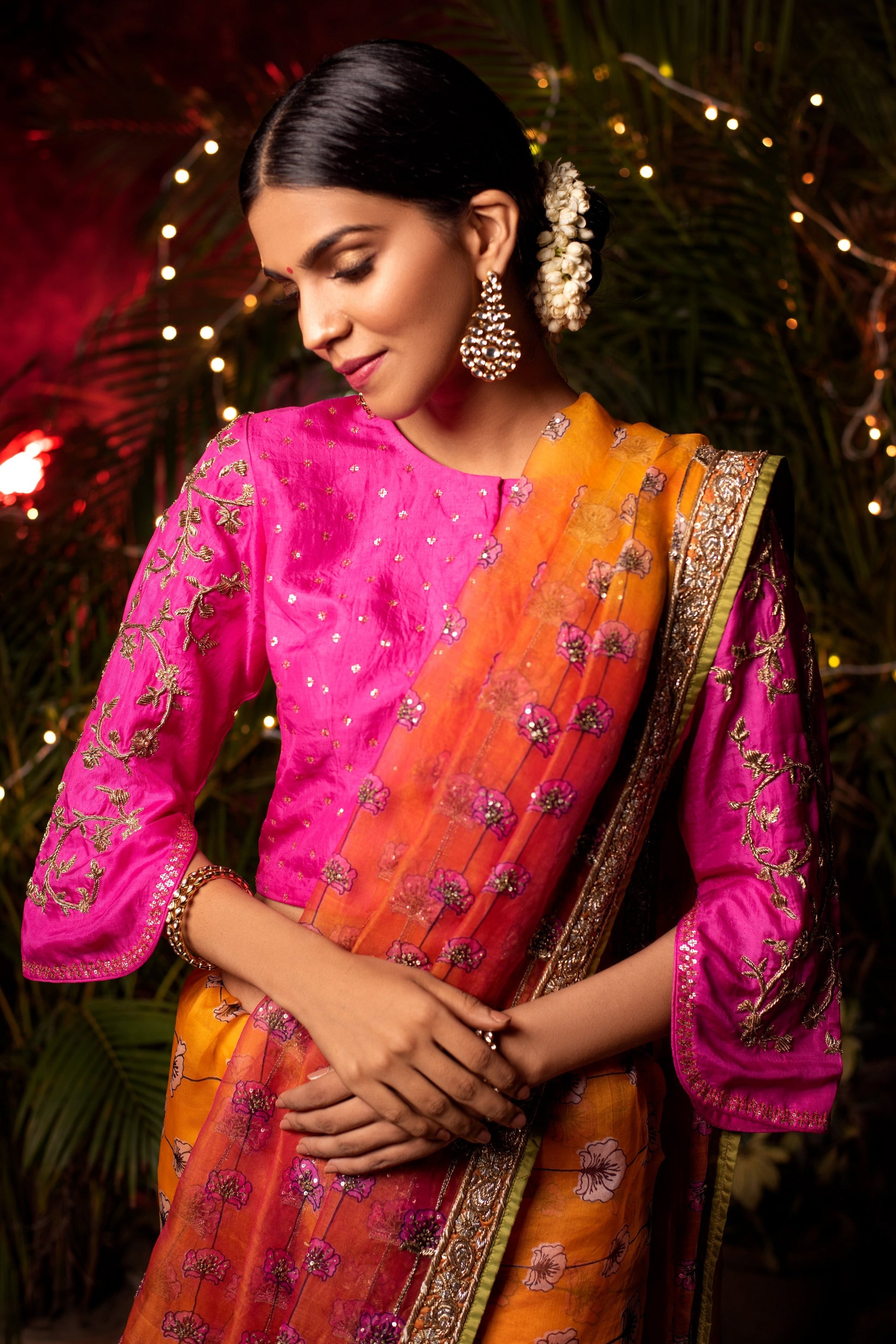 Buy Fiery Rose Pink Banarasi Saree online-Karagiri