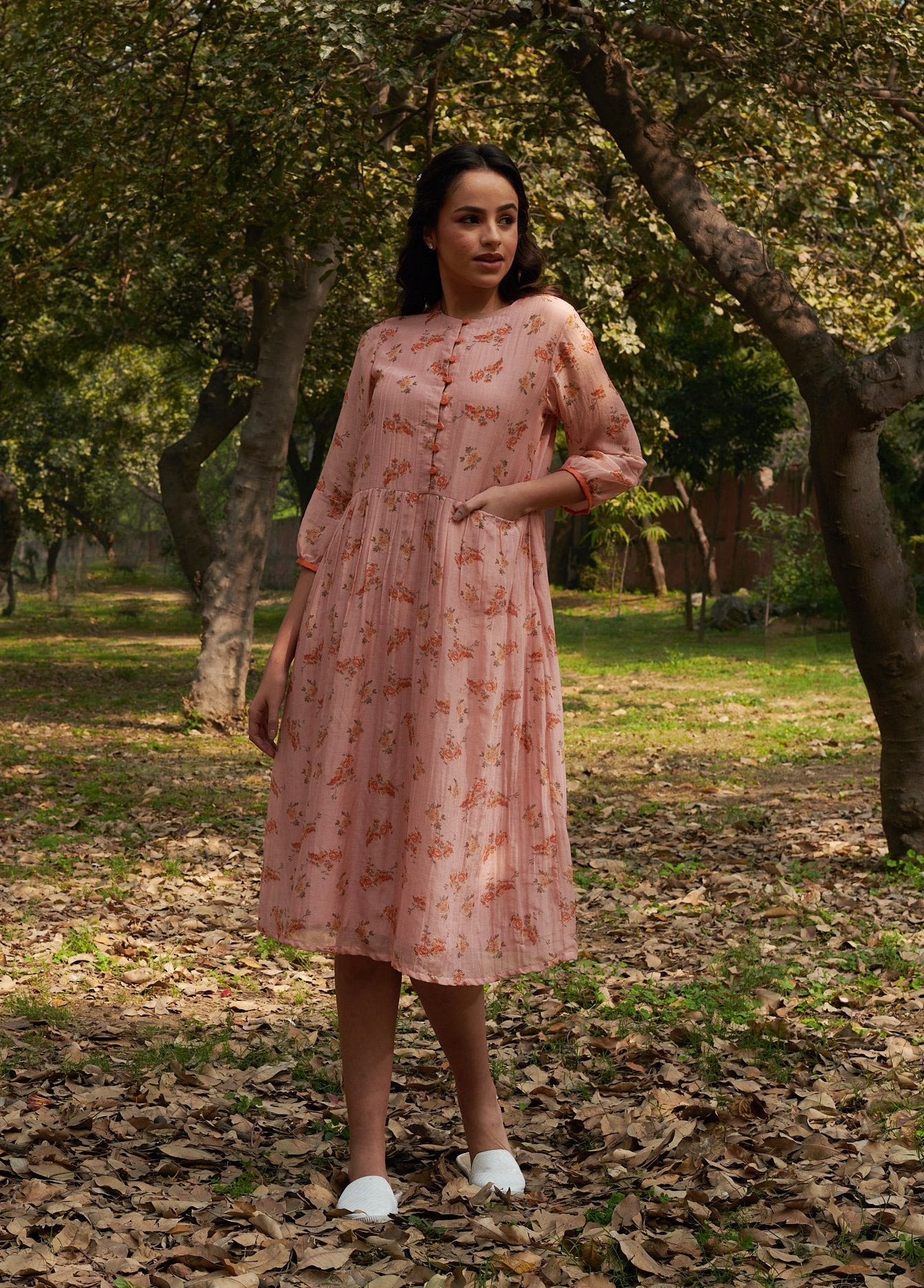 Bliss  Peach Floral Dress