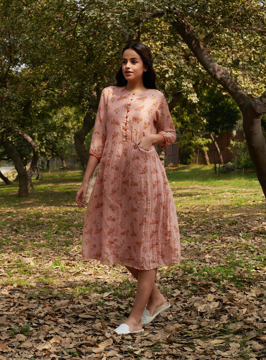 Bliss Peach Floral Dress