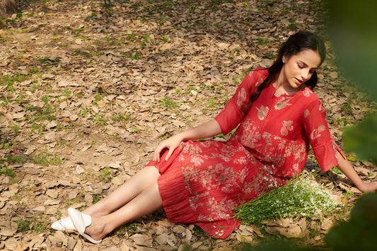 Bliss Red Floral Dress