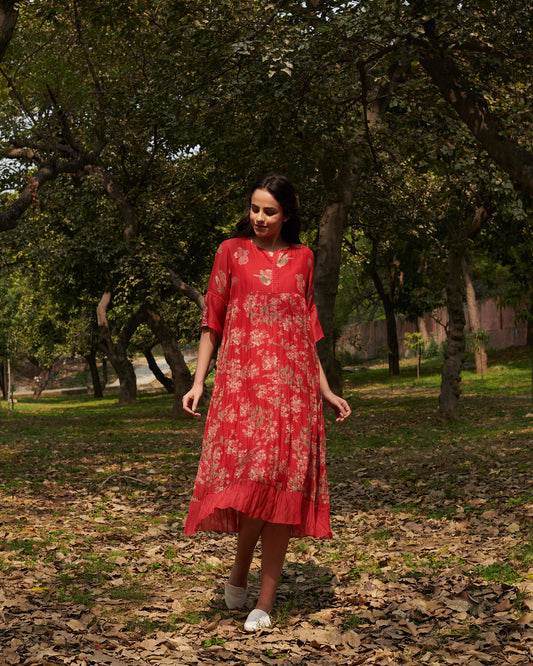 Bliss Red Floral Dress