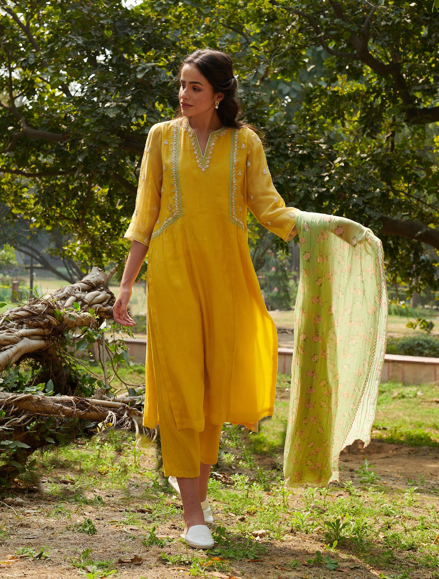 Grace  Yellow  Kurta-Set (Set of 3)