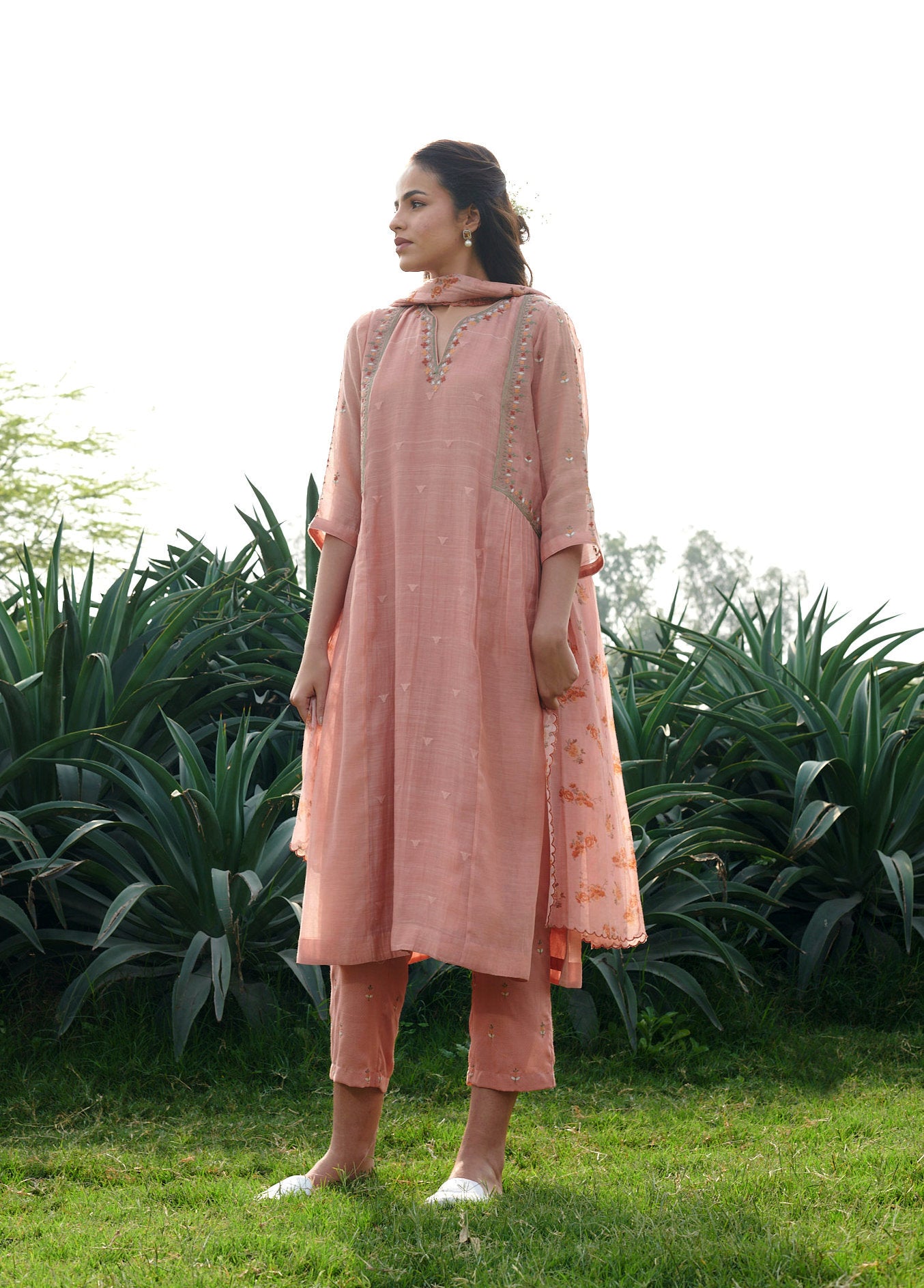 Bloom  Peach Kurta-Set (Set of 3)