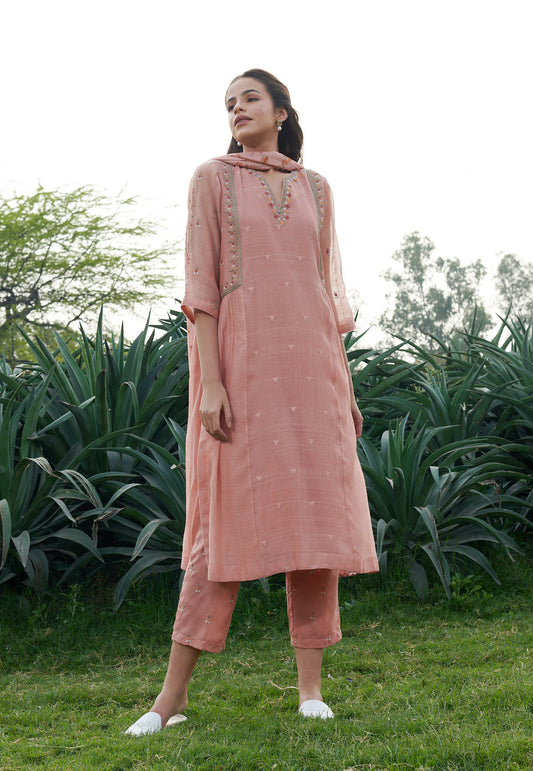 Bloom Peach Kurta-Set (Set of 3)