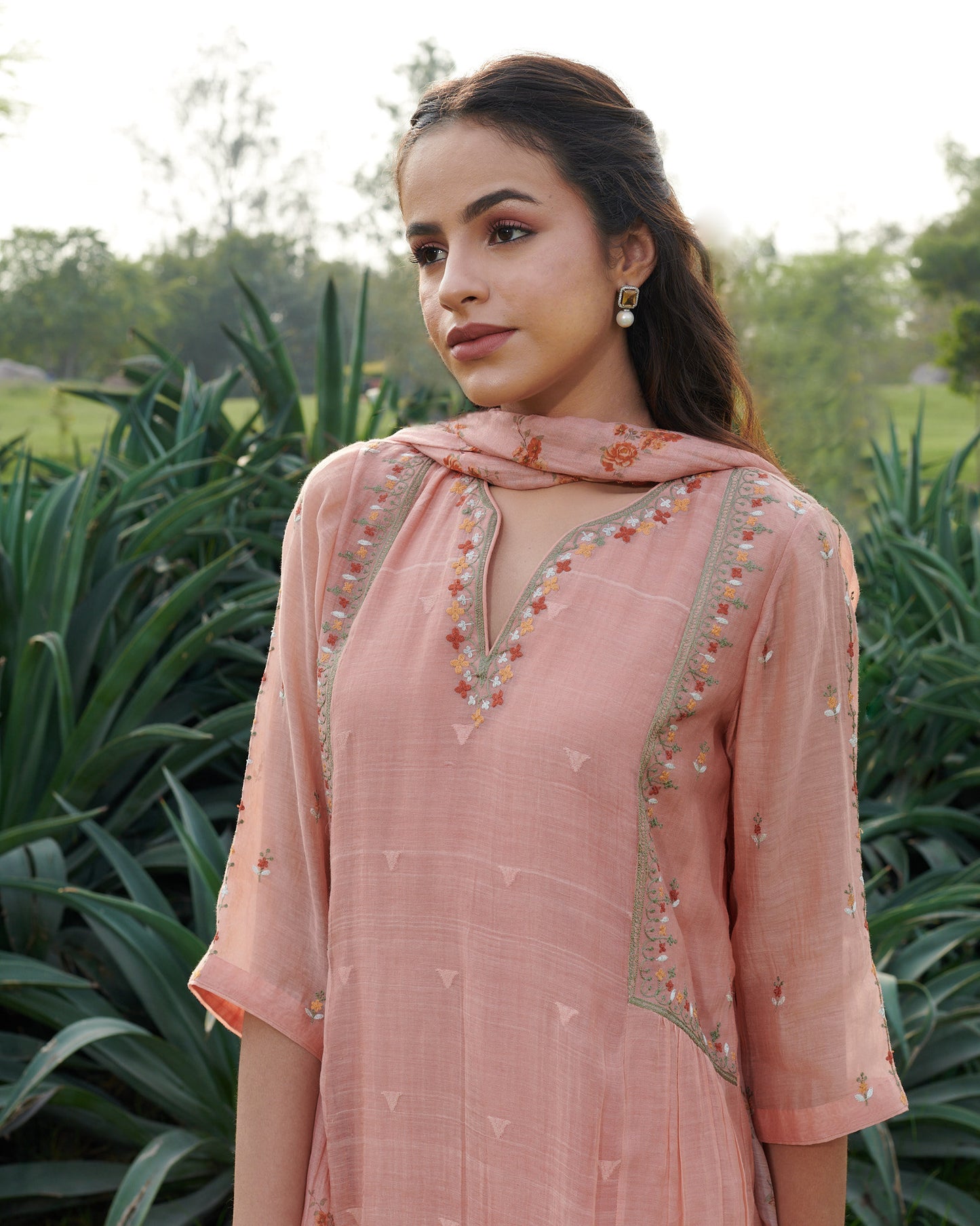 Bloom  Peach Kurta-Set (Set of 3)