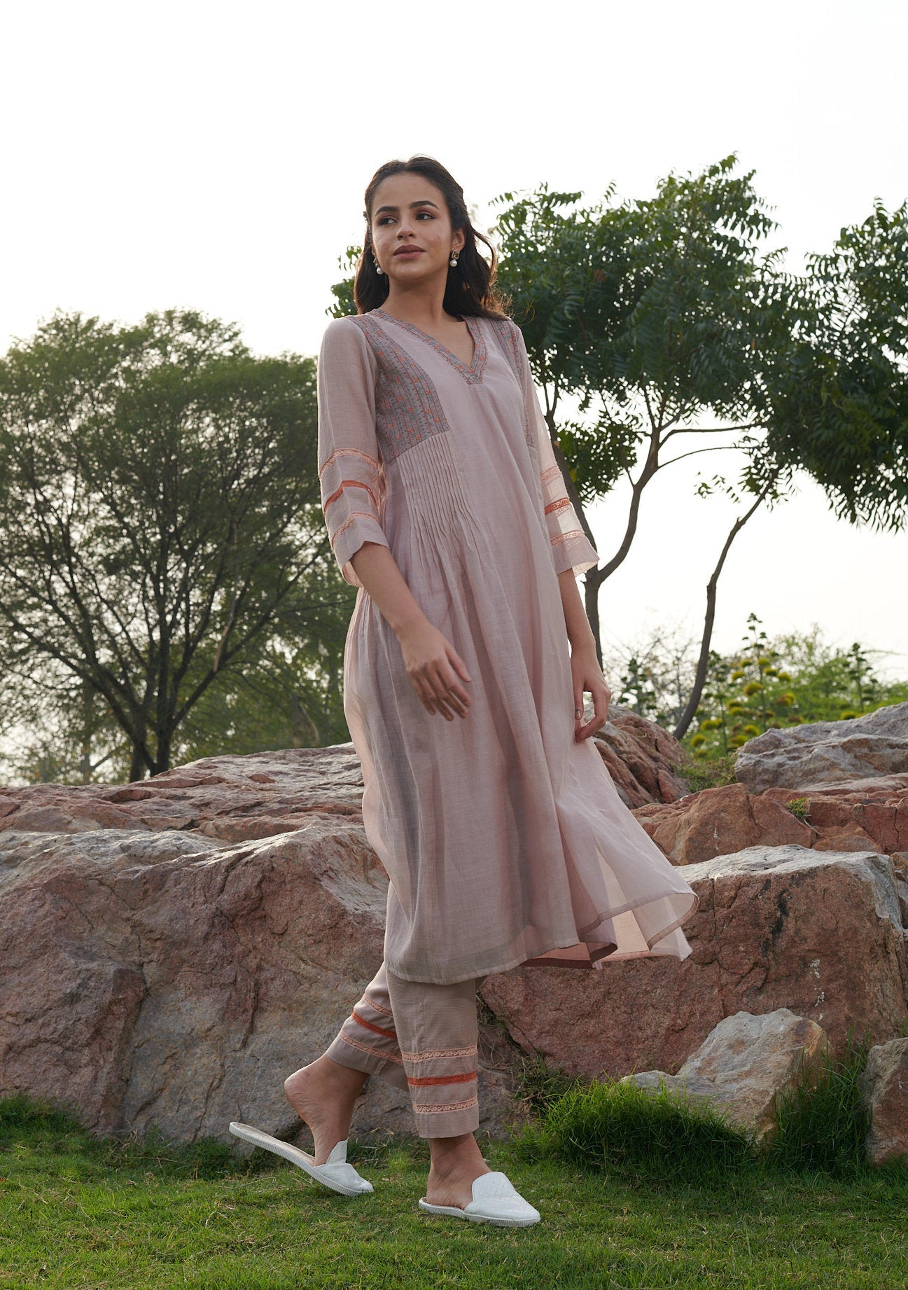 Serene  Taupe  Kurta-Set (Set of 3)