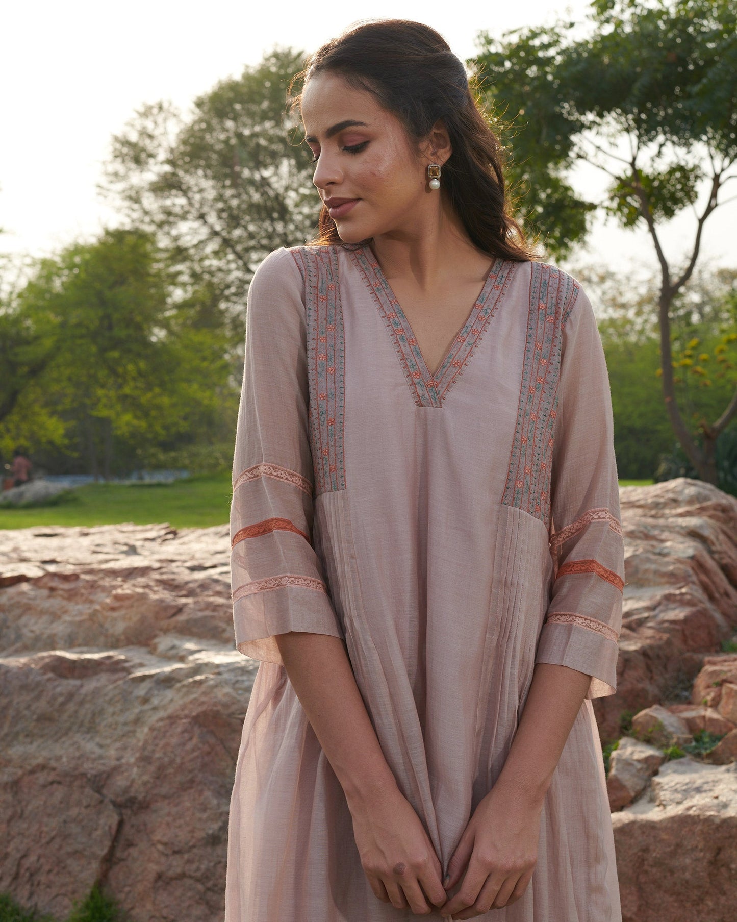 Serene  Taupe  Kurta-Set (Set of 3)